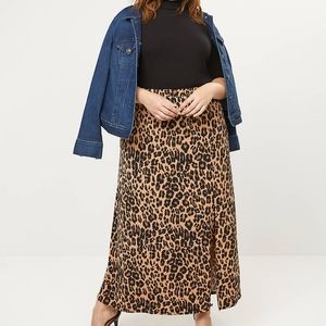 Lane Bryant Animal Print Maxi Skirt w Slit 14/16